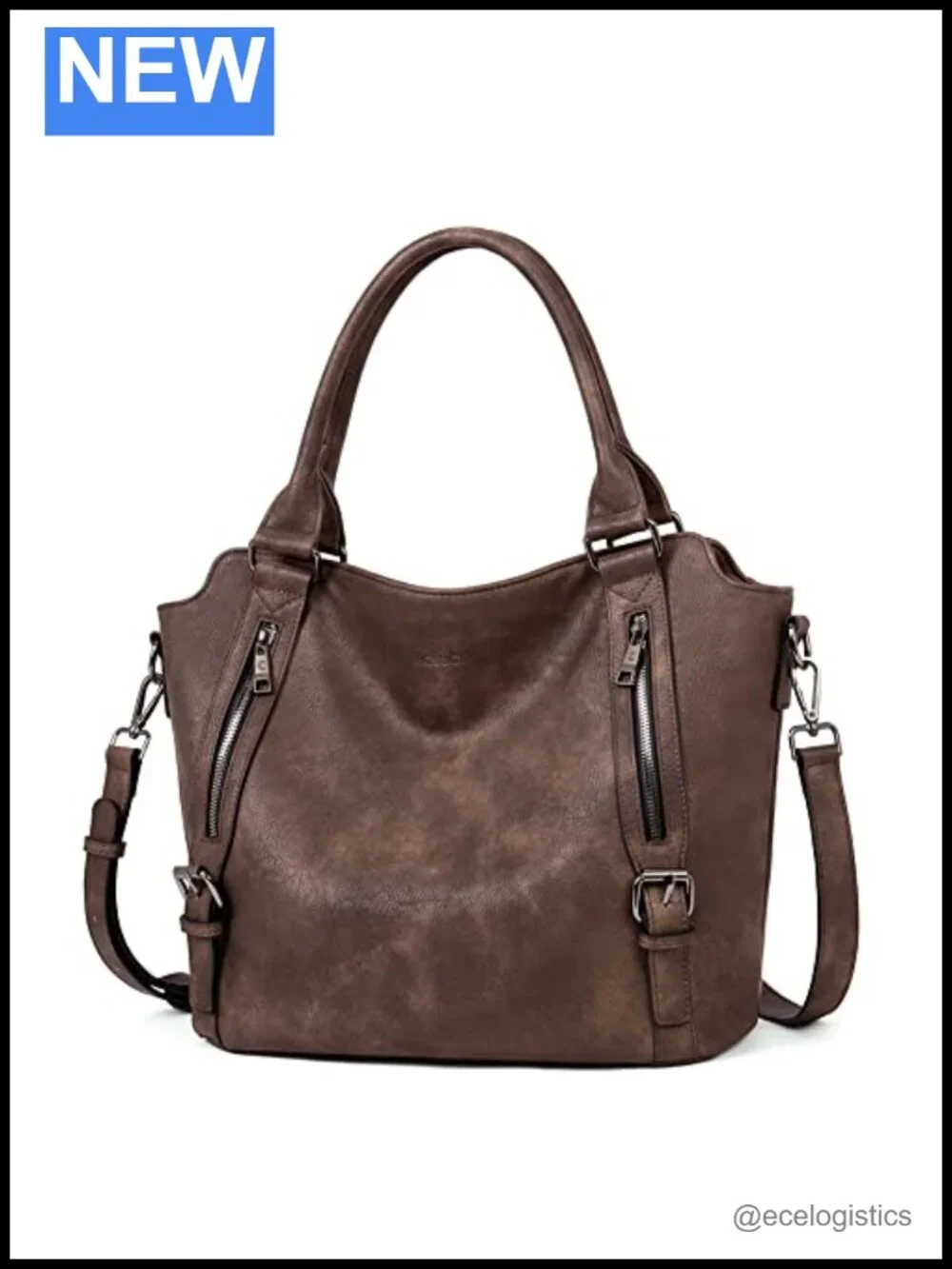 Large Hobo Bag with Multiple Pockets, Vegan Leather Shoulder Bag Crossbody